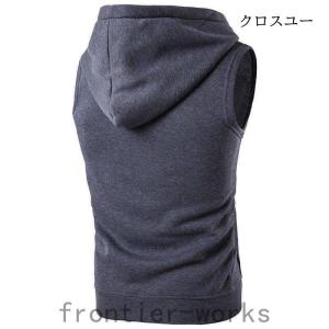 ノースリーブパーカー 大きいサイズ ジップアッ...の詳細画像4
