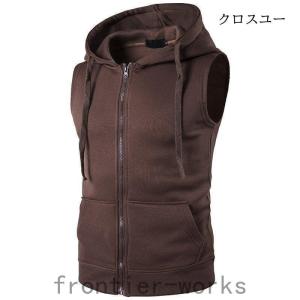 ノースリーブパーカー 大きいサイズ ジップアッ...の詳細画像5