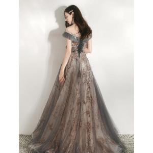 カラードレス ゴールド ロングドレス 安い サ...の詳細画像4