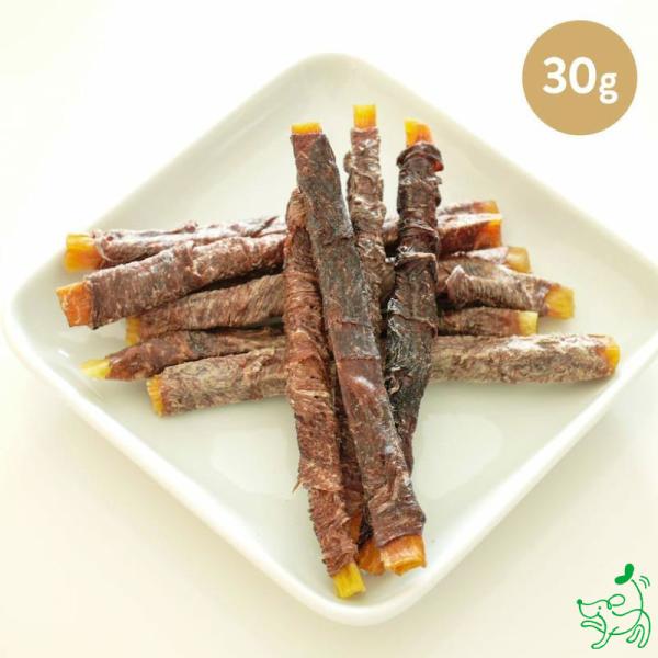犬 おやつ 無添加 天然ハーブ育ちモンゴル産馬肉巻き背筋スティック 30g/低脂肪 ガム デンタルケ...