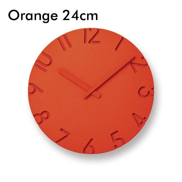 レムノス CARVED COLORED オレンジ 24cm カーヴド 壁掛け時計 Lemnos