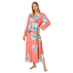 Natori ネイトリ レディース 女性用 ファッション パジャマ 寝巻き ナイトガウン Wild Poppy Caftan - Bright Coral｜ilovela