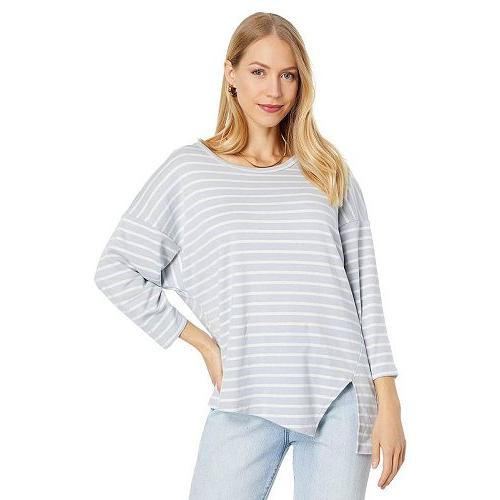 Three Dots スリードッツ レディース 女性用 ファッション Tシャツ Stripe Asy...