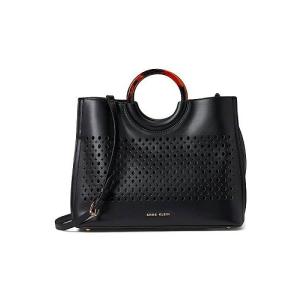 Anne Klein アン クライン レディース 女性用 バッグ 鞄 ハンドバッグ サッチェル Perf Round Handle Satchel - Black/Natural｜ilovela