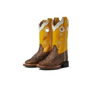 Old West Kids Boots 女の子用 キッズシューズ 子供靴 ブーツ ウエスタンブーツ Yell (Toddler/Little Kid) - Cactus Brown Foot/Yellow Shaft｜ilovela