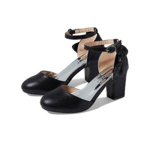 Badgley Mischka Kids 女の子用 キッズシューズ 子供靴 ヒール Annette Ankle Strap Mule (Little Kid/Big Kid) - Black｜ilovela