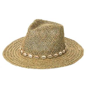 San Diego Hat Company サンディエゴハットカンパニー レディース 女性用 ファッション雑貨 小物 帽子 Seagrass Fedora w/ Gold Plated Shell Trim - Natural｜ilovela