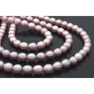 淡水パール オーバル 7-8 mm シルバーピンク/20cm 自然色 : アイ・ラブ