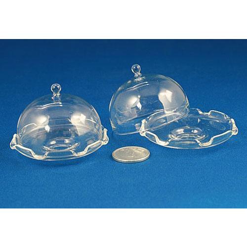 デコ素材 : ミニチュア ガラスウェア 【ケーキドーム A】