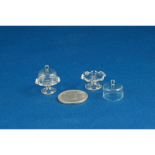 デコ素材 : ミニチュア ガラスウェア 【ケーキスタンド E】