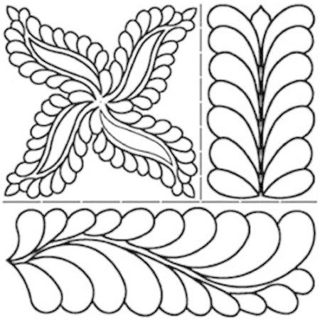 キルティングテンプレート（キルティング図案）C. L. Fab Feathers 17 inchX2...