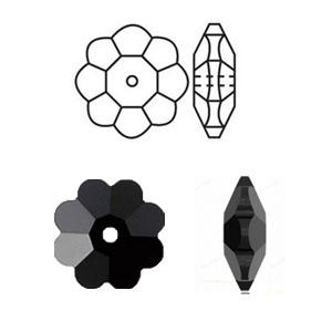 SWAROVSKI（スワロフスキー） #3700 (フラワー) 6mm ジェット /10個