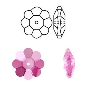 ●美品〇スワロフスキー　フラワーハート　ピンク 7 SWAROVSKI（スワロフスキー） #3700 (フラワー) 6mm ジェット /10個