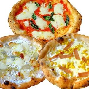 【冷凍ピザ】太陽のピッツァ　薪窯焼き本格ナポリピッツァ　バンビーノ入り３枚セット（マルゲリータ、４種チーズ、バンビーノ）（２１ｃｍ×３枚）｜ilsole-shop