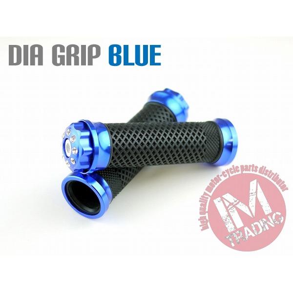 ダイヤ バイク カスタムグリップ ブルー ストーン埋め込み KSR110 Dトラッカー ニンジャ25...