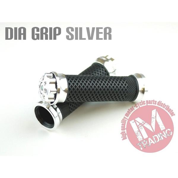 ダイヤ バイク カスタムグリップ シルバー ストーン埋め込み KSR110Dトラッカー ニンジャ25...