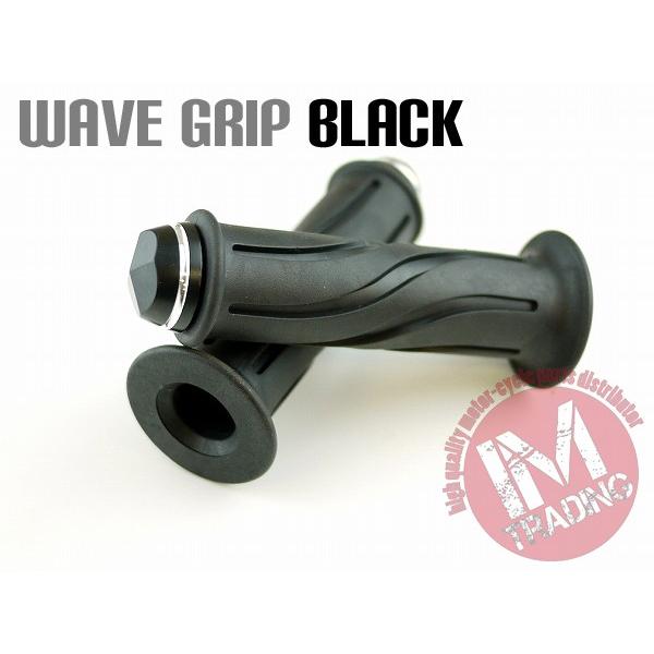 ウェーブ バイク カスタムグリップ ブラック ゴムグリップ  KSR110 Dトラッカー ニンジャ2...