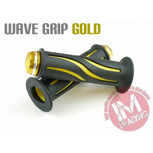 ウェーブ バイク カスタムグリップ ゴールド ゴムグリップ  KSR110 Dトラッカー ニンジャ2...