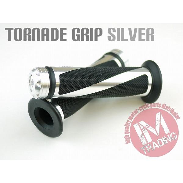 トルネード バイク カスタムグリップ シルバー ゴムグリップ KSR110 Dトラッカー ニンジャ2...