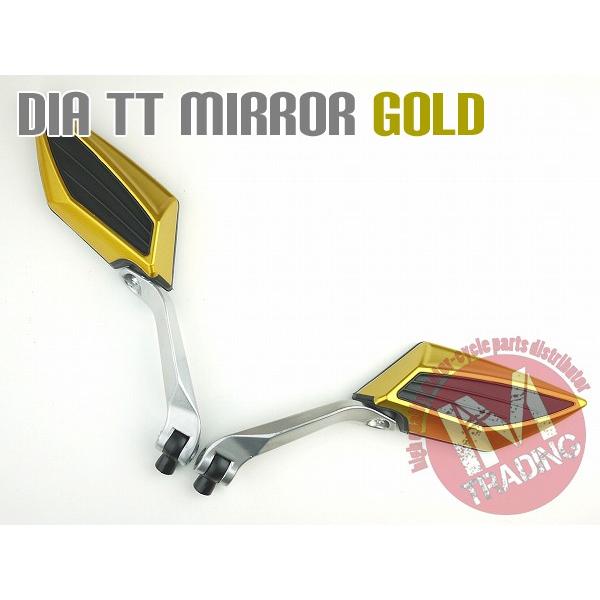ダイヤTTミラー バイク用 スポーツデザイン ゴールド M10正逆ネジM8正ネジ FTR ディオ C...