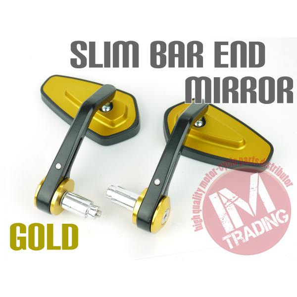 バーエンドミラー スリムショートステー バイク用 ゴールド VOX アクシス XJR400R TW2...