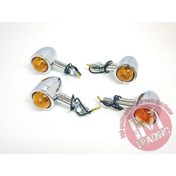 スモール バレット ブレット ウインカー メッキ 1台分 4個セット バイク用 スポーツスター　ダイ...