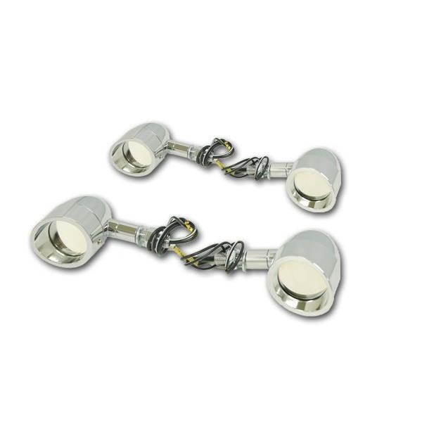 ブリムウインカー ミラーレンズ クロームメッキ 1台分セット バイク用スポーツスター　ダイナ　ソフテ...