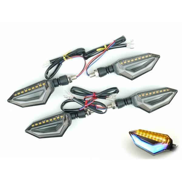 デュアルカラー LEDウインカー TYPE1 ブルー ダブル球 ポジション付 4個(1台分) Dトラ...