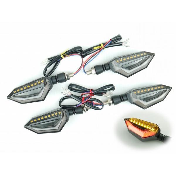 デュアルカラー LEDウインカー TYPE1 レッド ダブル球 ポジション付 4個(1台分) YBR...