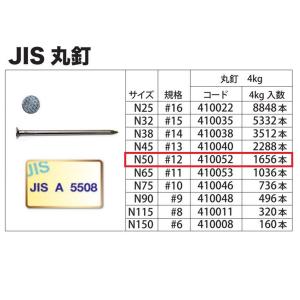 丸釘 鉄 N50 #12×50 4kg入 JI...の詳細画像2