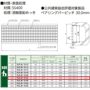 U字溝 グレーチング 溝幅240mm 歩道用 ...の詳細画像1