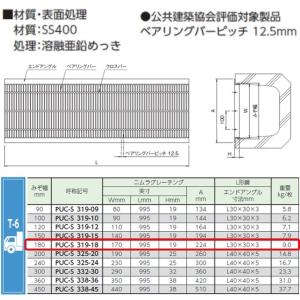 U字溝 グレーチング 溝幅180mm T-6 ...の詳細画像1