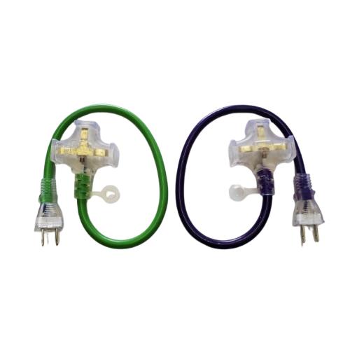 高儀 カラー延長コード 3口 40cm TG-COD-0043 紫 緑 ショートタップ