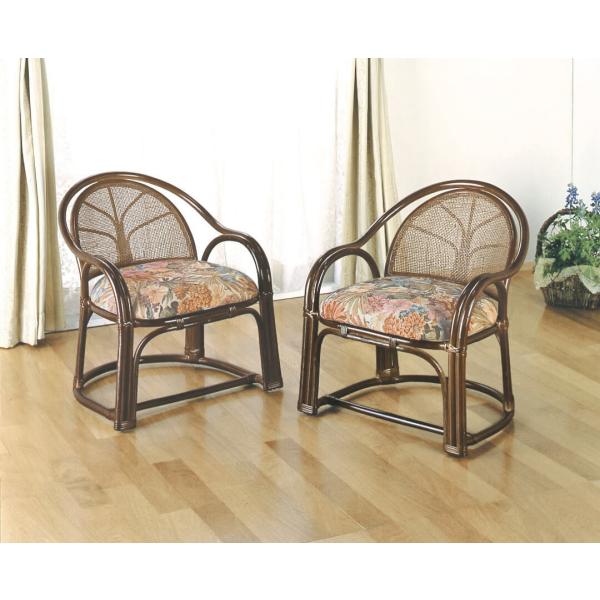籐座椅子 ハイタイプ ２個組 ダークブラウン 座面高36cm  今枝商店  YHTK11