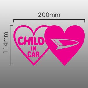 ダイハツ DAIHATSU エンブレム CHILD IN CAR 切抜きステッカー ハートマーク×2｜imagine-style