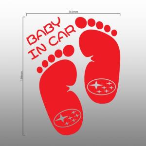 【ネコポス対応選択可能】 BABY IN CAR スバルロゴ 足型 ベビーインカー 赤ちゃん 車 ステッカー 出産祝い プレゼント ギフト カッティング文字｜imagine-style