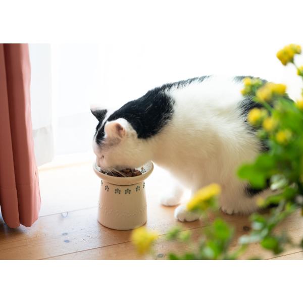 猫の食器台 オシャレな陶器の食器台 猫用品
