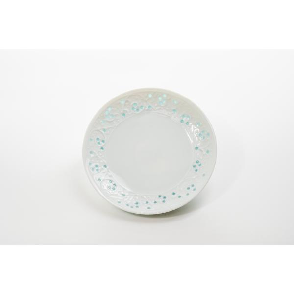 青白磁　蛍手イッチン　取り皿　　笠間焼