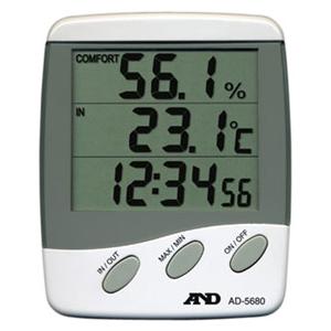 デジタル温度計:時計/外部センサー温湿度計AD-5680〜〒郵送可￥500