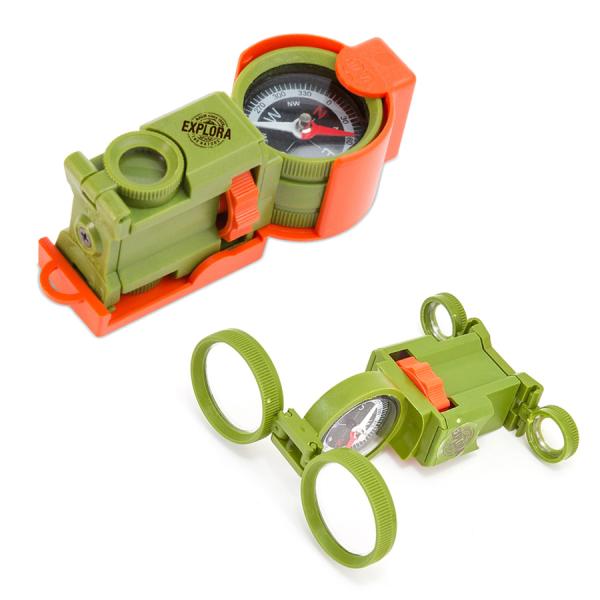 コンパス 双眼鏡 短眼鏡 シグナルミラー 拡大鏡（2倍/4倍） 観察トレー 立体視ビューワー 男の子...