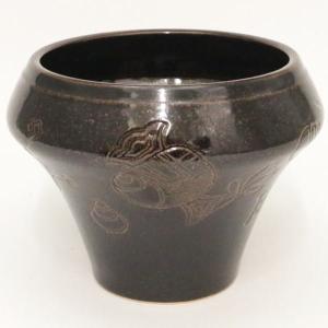 茶道具 建水 膳所焼き 棒の先 岩崎新定作 陽炎園 遠州七窯の一 茶道具 建水 膳所焼き 棒の先 岩崎新定作 陽炎園 遠州七窯の一