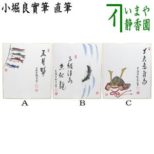 茶道具 色紙画賛 直筆 草自生 春草の画又は清香 水仙の画 小堀良實筆