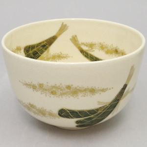 茶道具 抹茶茶碗 赤膚焼き 奈良絵 鹿に紅葉 大塩昭山作 赤膚焼 茶道