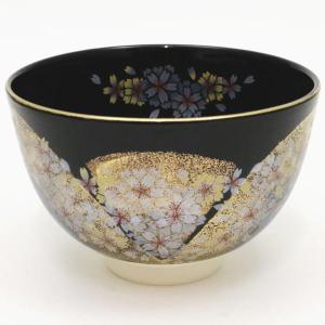 茶道具 抹茶茶碗 仁清写し 枝垂桜 内黒 加藤松香作 仁清写 仁清 茶道具 抹茶茶碗 仁清写し 枝垂桜 内黒 加藤松香作 仁清写 仁清