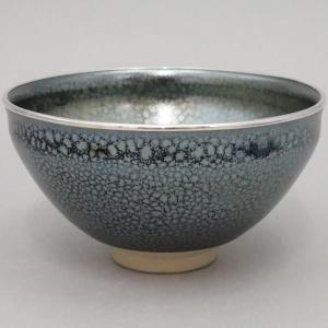 茶道具 抹茶茶碗 瀬戸天目茶碗 本銀覆輪付 加藤光右衛門作 山十