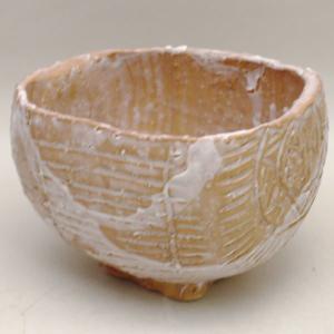茶道具 抹茶茶碗 桃色交趾焼き 扇面 春 山本一如作 茶道 茶道具 抹茶茶碗 桃色交趾焼き 扇面 春 山本一如作 茶道