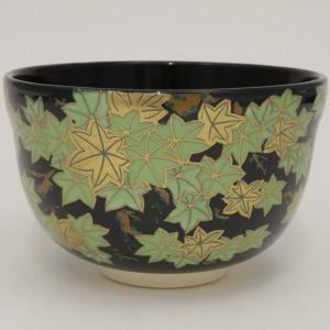 茶道具 抹茶茶碗 京焼 黒釉 大輪菊 通次阿山作 京焼き 茶道 : 茶道具