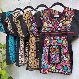 Soleiメキシコ刺繍入り半袖ブラウスsize XXL○250726n4-w-sssh花刺繍