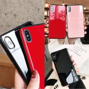 iPhoneXS Max iphoneXR ケース iPhoneXS iPhonex 耐衝撃 曲面おしゃれ背面ガラス iPhoneケース 韓国 アイフォンケース カバー キラキラ 米軍 黒赤ピンク