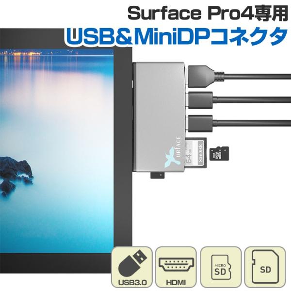 Surface Pro4 専用 USB3.0 HDMI ポート &amp; カードリーダー USB ハブ ア...